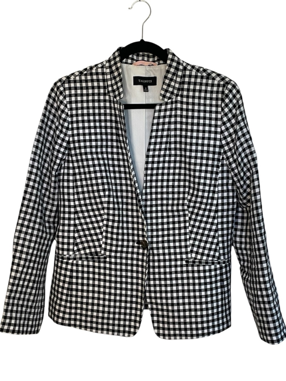 Talbots linen blend gingham blazer